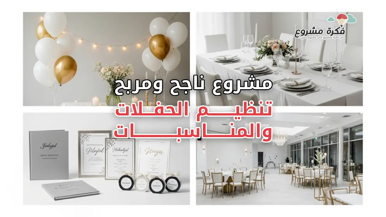 A modern, clean thumbnail for an article about starting an event planning business. Show elegant party decorations, balloons, table setups, and event accessories. Professional, minimal style, multiple styles, business-oriented, high quality, no text, suitable for a blog featured image.
